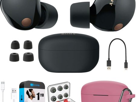 Sony Noise Canceling Truly Wireless Earbuds, Black + Accessories + Warranty Bundle Sale