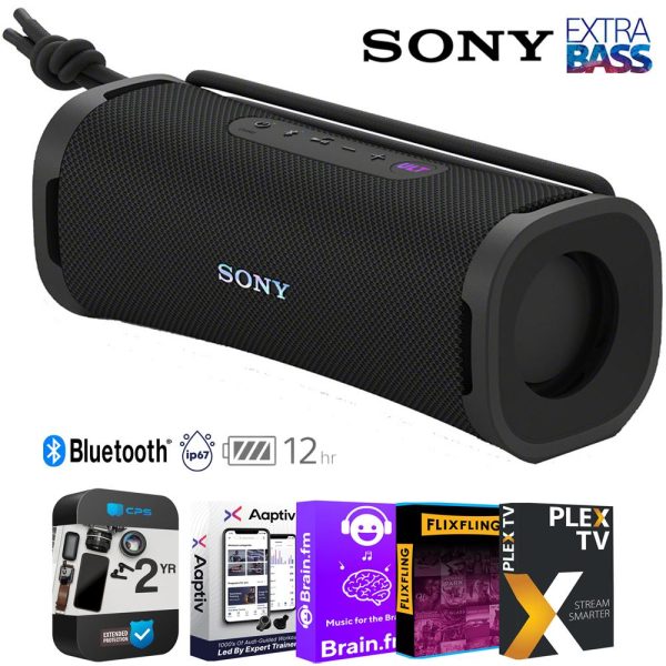 Sony EXTRA BASS Portable Bluetooth Speaker (2024), Black w  Audio + Warranty Bundle Supply