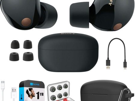 Sony Noise Canceling Truly Wireless Earbuds, Black + Accessories + Warranty Bundle Fashion