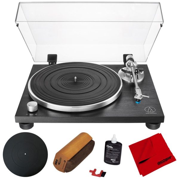 Audio-Technica AT-LPW30BKR Fully Manual Belt-Drive Turntable w  Accessories Bundle on Sale